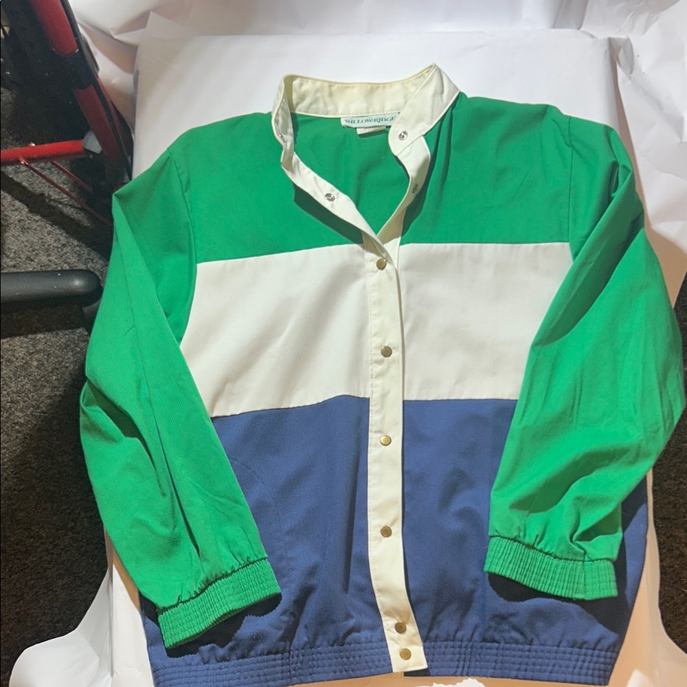 Willow Ridge - Men’s Vintage Light Button Down Jacket - Green/White/Blue